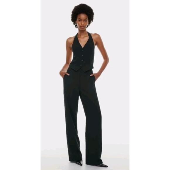 Wilfred Alanya Pant‎ Women's Size 14 Black High Waisted Wide Leg Crepe Trouser - Picture 1 of 12